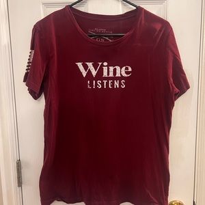 “Wine Listens” womens tshirt.